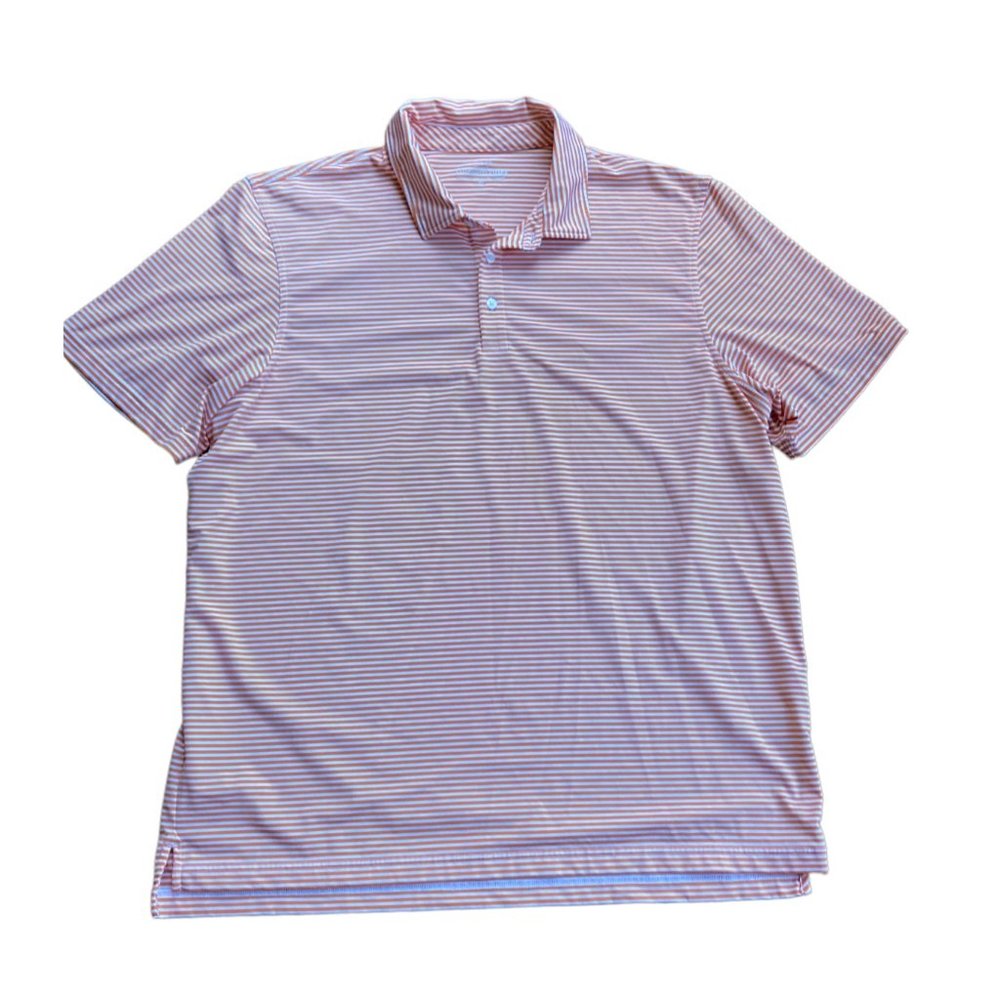 Vineyard Vines Performance orange white striped golf polo shirt size XL